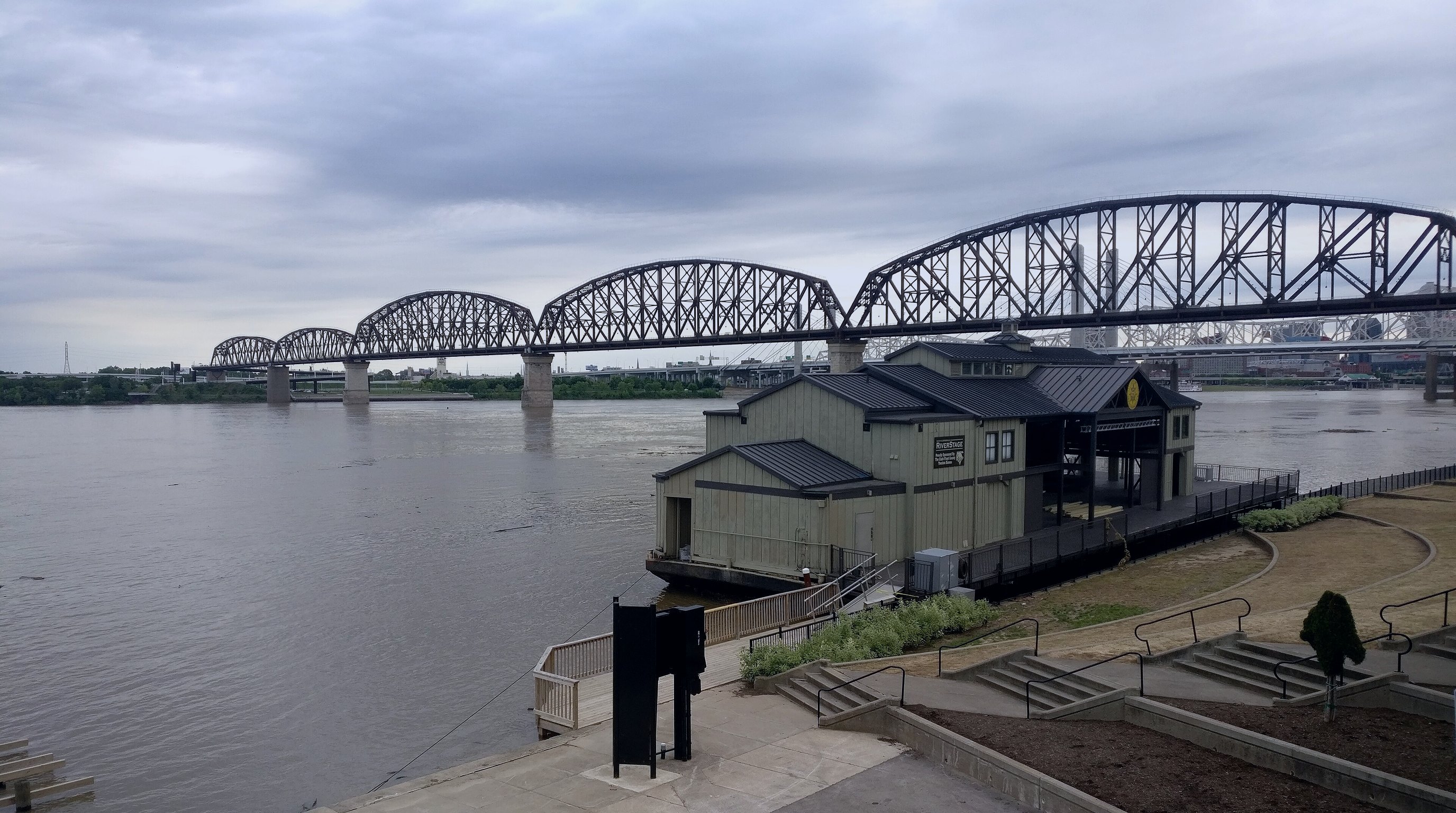 The Big Four Bridge and the Jeffersonville riverfront on the Ohio River