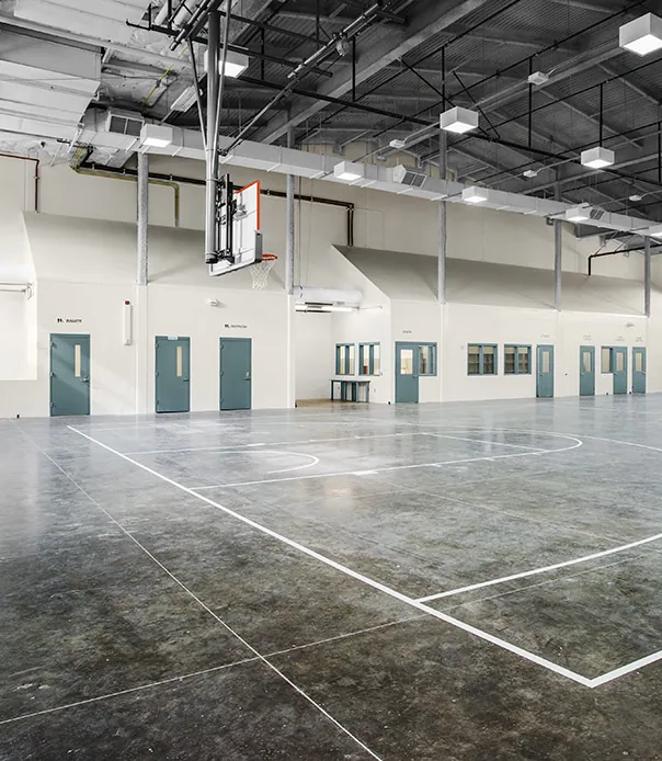 Indoor gymnasium at Mule Creek State Prison