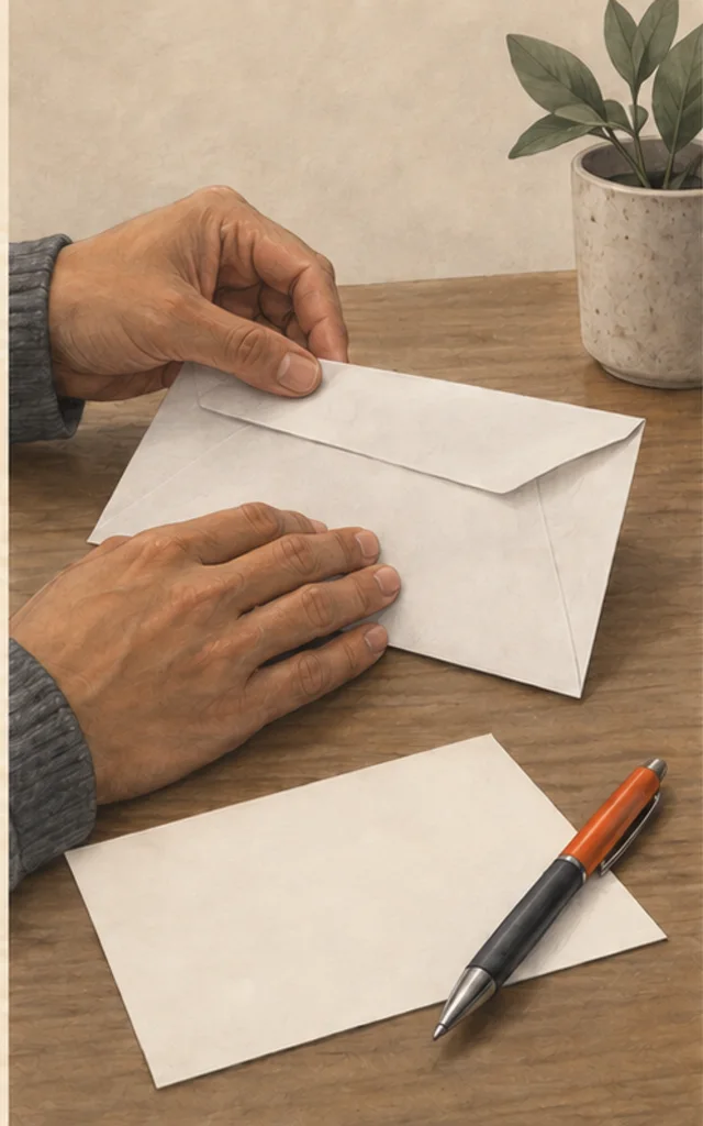 A correctly addressed envelope being prepared for jail mail screening