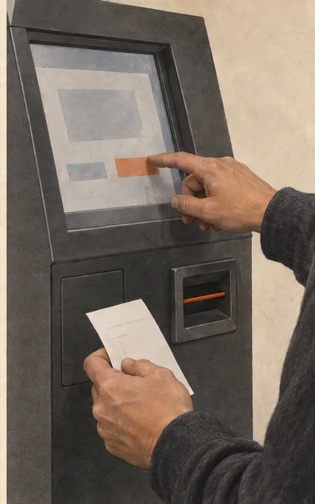 A receipt beside a verified secure deposit kiosk